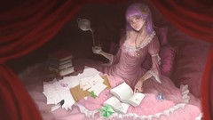 Tea moon paper Books feathers crystals dress Jewelry beds rings 