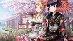 Tea sakura peace anime girls cherry blossoms gokou ruri kousaka 