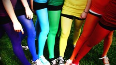 Team She colors legs multicolor rainbows pantyhose