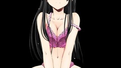 Tears black background long hair anime girls lingerie crying 