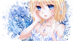 Tears blondes anime girls blue eyes vocaloid kagamine rin