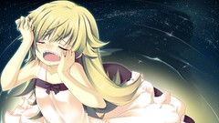 Tears blondes long hair anime girls crying bakemonogatari open 