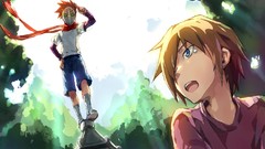 Tears blondes scarfs male blue eyes short hair Danshi Koukousei 