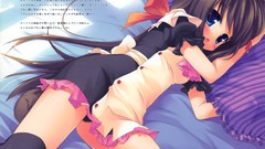 Tears blush anime girls waitress animal ears lying down 