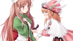 Tears dress hats red eyes blush long hair blue eyes brunettes 