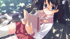 Tears glasses anime girls blue eyes seifuku black hair