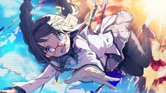 Tears glasses skirts long hair braids mahou shoujo madoka 