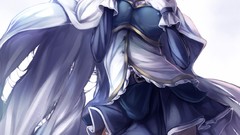 Tears gloves Ribbons skirts blue hair anime girls blue eyes 