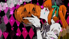 Tears hats gloves pumpkins long hair pink eyes anime girls 