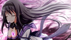 Tears long hair anime girls brunettes mahou shoujo madoka 