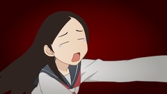 Tears red background faces schoolgirls long hair anime girls 
