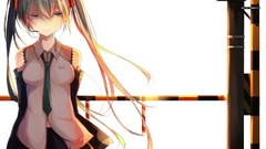 Tears tie anime girls hatsune miku vocaloid twintails aqua hair 