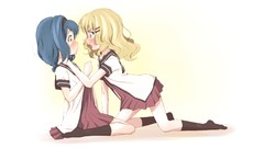 Tears white background socks blondes blush blue hair long hair 