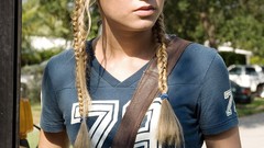 Teen glasses pigtails braids
