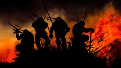 Teenage Mutant Ninja Turtles artwork fire dark orange silhouette