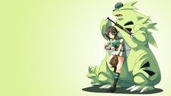 Teeth Anime green background Pokemon anime girls brown eyes 