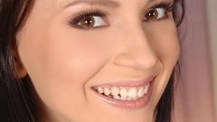 Teeth close-up faces smiling brown eyes brunettes models Nataly 