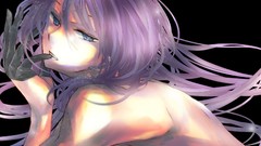 Teeth gloves long hair blue eyes vocaloid purple hair kamui 