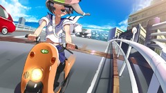 Teeth helmet motor anime girls school uniforms goggles short 