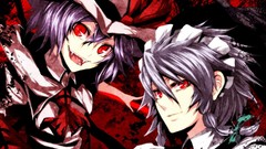 Teeth tie hats grin fangs Vampires red eyes faces bows maids 