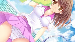 Tennis anime girls brown eyes cleavage underwear panties upskirt