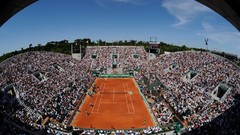 Tennis stadium fisheye effect