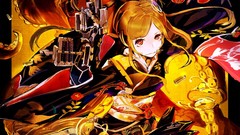 Tentacles kimono pistols anime girls orange eyes orange hair 