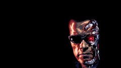 Terminator black background arnold schwarzenegger artwork