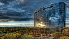 Texas building sky clouds USA reflection