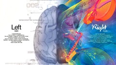 Text abstract brain creativity multicolor left minimalistic 