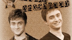 Text Actors Daniel Radcliffe monochrome smiling