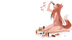 Text Anime anime girls drinking spice and wolf animal ears 