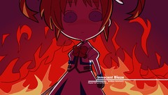 Text Anime Chibi flames anime girls blue eyes short hair mahou 