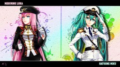 Text Army tie hats military gloves jackets belts pink hair long 