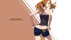 Text ass Shorts bracelets long hair anime girls brown eyes 