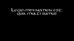 Text black background Legion Latin Bible Quotes
