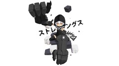 Text blocks Anime dress white background white hair sitting 