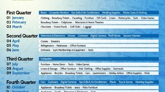 Text blue background shopping Calendar charts