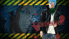 Text blue hair bleach Espada Leather Jacket grimmjow 
