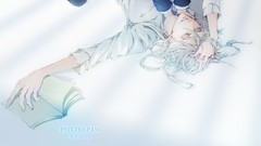 Text Books white hair suit shirts closed eyes short hair lying 