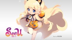 Text Chibi blondes skirts long hair blue eyes sparkles vocaloid 
