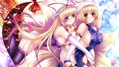 Text collar hats gap red eyes bows fans blondes hugging blush 