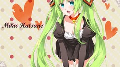 Text dress Bells Hearts fangs blush long hair blue eyes hatsune 