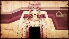 Text dress pink hair long hair blue eyes vocaloid megurine luka 