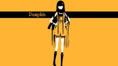 Text dress Shorts long hair anime girls boots wink orange 