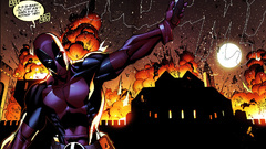 Text explosions superheroes houses