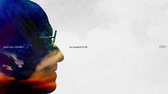 Text faces Steve Jobs tribute Simple Background men with glasses