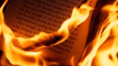 Text fire Books burning