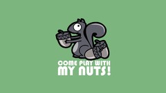 Text funny green background nuts squirrels minimalistic Simple 