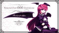 Text Gothic wings hats red eyes smiling anime girls black dress 
